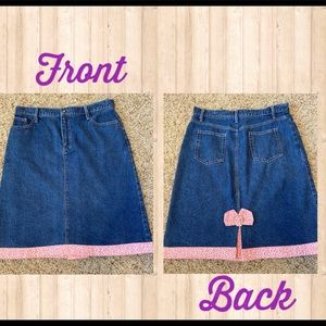 Alexis & Avery Sz 8 Blue Jean Denim Skirt Pink Bow Back Y2K 90’s Style